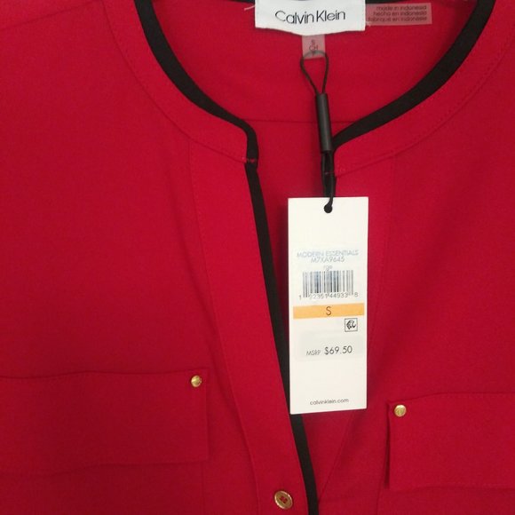 NWT ❤️ Calvin Klein Modern Essentials Blouse - Picture 2 of 6